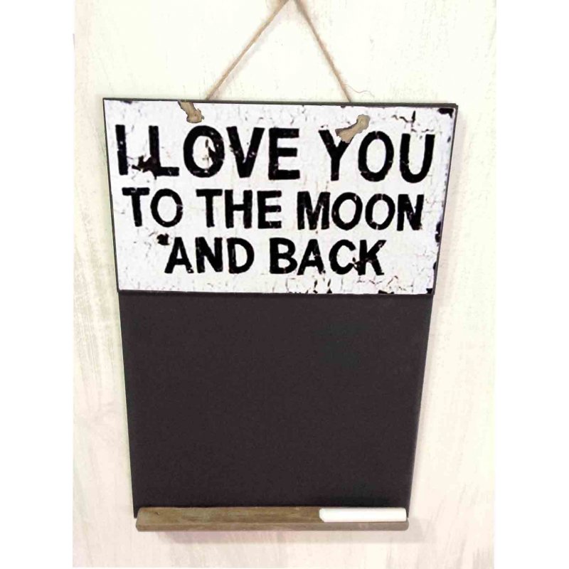 Love You to The Moon and Back  Ξύλινος Χειροποίητος Μαυροπίνακας 38 x 26 cm