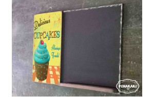 Cupcakes  Ξύλινος χειροποίητος μαυροπίνακας 38x26 εκ