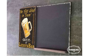 Lucky's bar ξύλινος χειροποίητος μαυροπίνακας 38x26 εκ