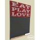 Eat, Play, Love  Ξύλινος Χειροποίητος Μαυροπίνακας 38 x 26 cm