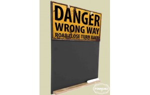 Danger Wrong Way  Ξύλινος Χειροποίητος Μαυροπίνακας 38 x 26 cm
