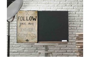 Follow your inner compass ξύλινος χειροποίητος μαυροπίνακας 38x26 εκ