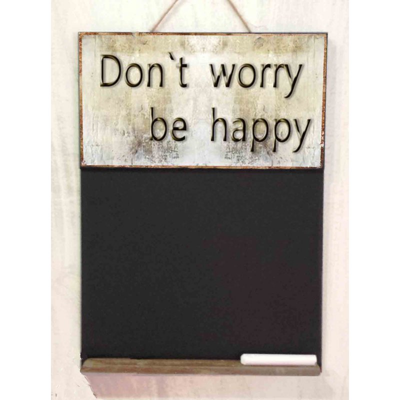 Don’t Worry Be Happy  Ξύλινος χειροποίητος μαυροπίνακας 26x38 εκ