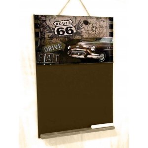Route 66  Ξύλινος Χειροποίητος Μαυροπίνακας 38 x 26 cm