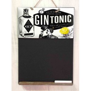 Gin Tonic  Ξύλινος Χειροποίητος Μαυροπίνακας 38 x 26 cm