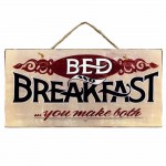 Bed and breakfast vintage ξύλινος πίνακας 26x13 εκ