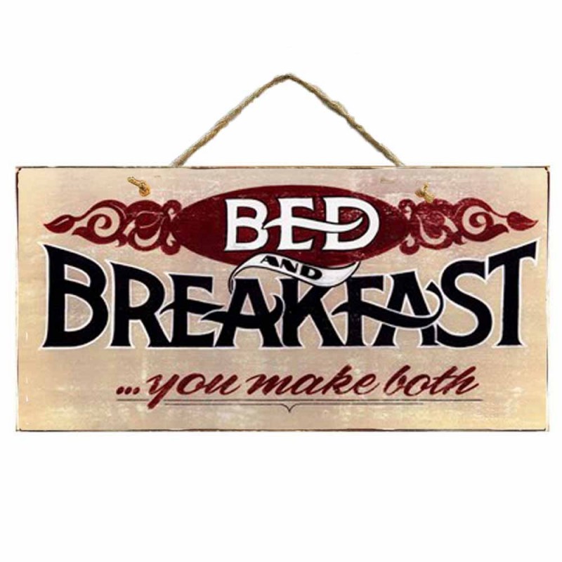 Bed and breakfast vintage ξύλινος πίνακας 26x13 εκ
