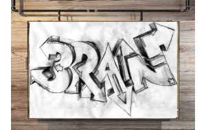 Graffiti brain ξύλινος χειροποίητος πίνακας