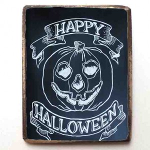 Happy halloween ξύλινο χειροποίητο μαγνητάκι 6x8 εκ