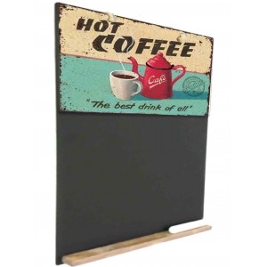 Hot coffee ξύλινος χειροποίητος μαυροπίνακας 26x38 εκ