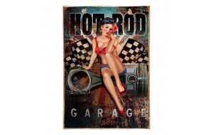 Hot rod garage vintage ξύλινος πίνακας