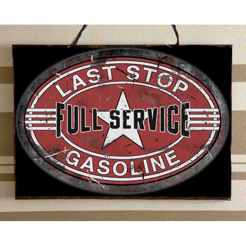 Last stop service vintage ξύλινος πίνακας