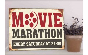 Movie marathon vintage ξύλινος πίνακας