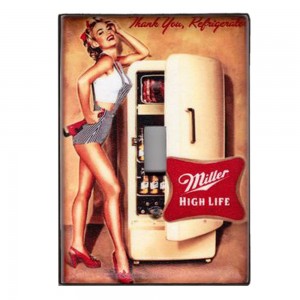 Pinup girl refrigerator ξύλινος πίνακας vintage