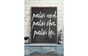 Positive thinking positive life vintage ξύλινο πινακάκι