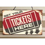 Tickets here vintage ξύλινος πίνακας