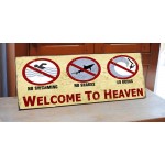 Welcome to heaven vintage ξύλινος πίνακας 26x13 εκ