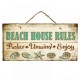 Ξύλινος χειροποίητος πίνακας beach house rules