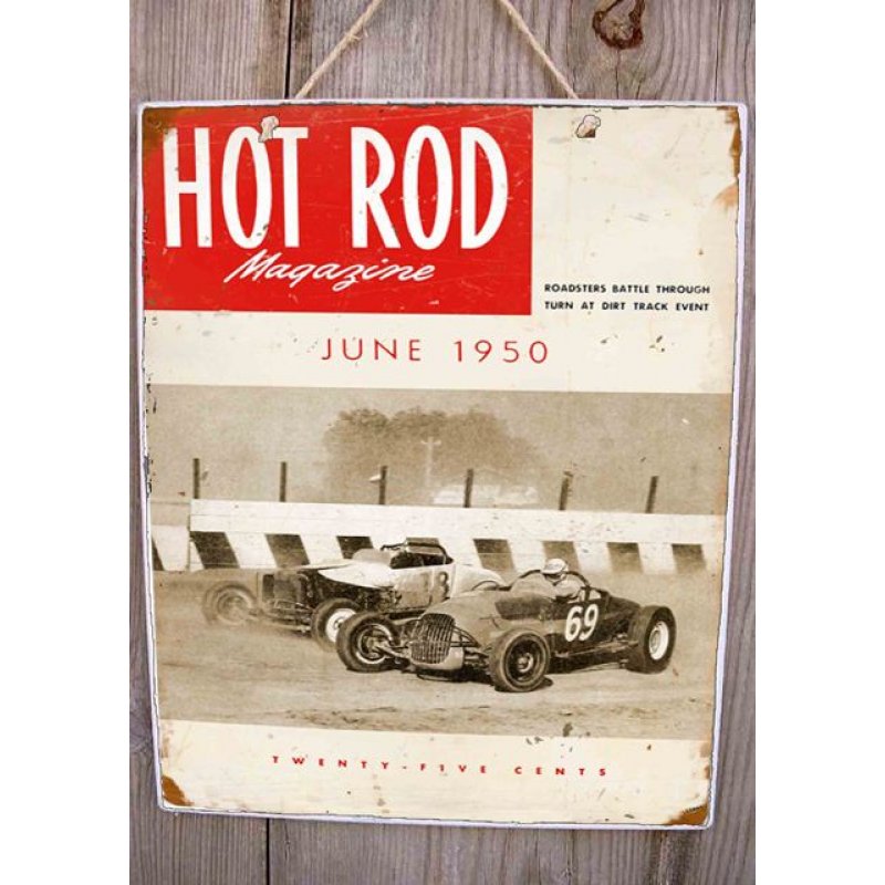 Hot rod vintage ξύλινος πίνακας