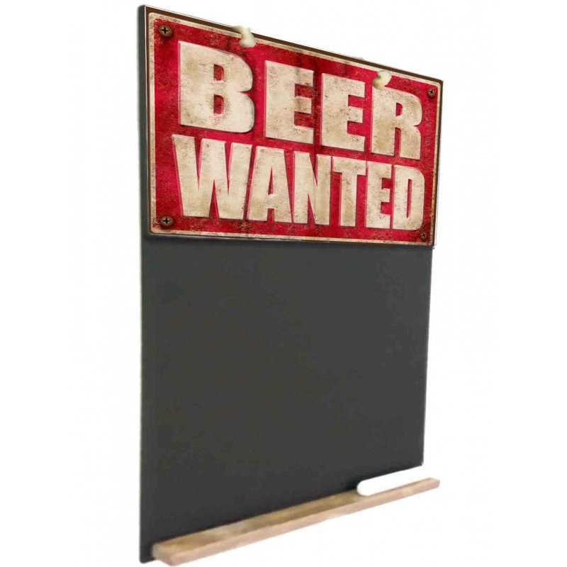 Beer Wanted Ξύλινος χειροποίητος μαυροπίνακας 26x38 εκ
