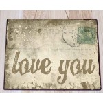 Love you vintage ξύλινος πίνακας 30x20 εκ