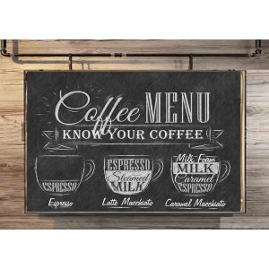 Coffee menu ξύλινος χειροποίητος chalkboard like πίνακας