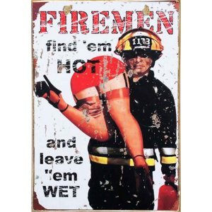 Firemen vintage ξύλινος πίνακας