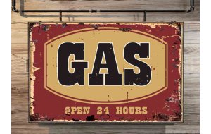 Gas Vintage Ξύλινος Χειροποίητος Πίνακας 20 x 30cm