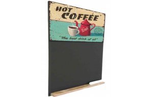 Hot Coffee Ξύλινος Χειροποίητος Μαυροπίνακας 38 x 26 cm