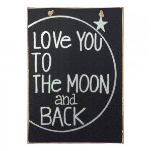 Love you to the moon and back vintage ξύλινος πίνακας