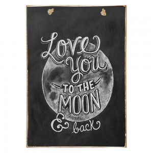 Love You to The Moon -Vintage Ξύλινος Πίνακας 20 x 30 cm