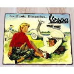 Vespa dimanches vintage ξύλινος πίνακας 30x20 εκ