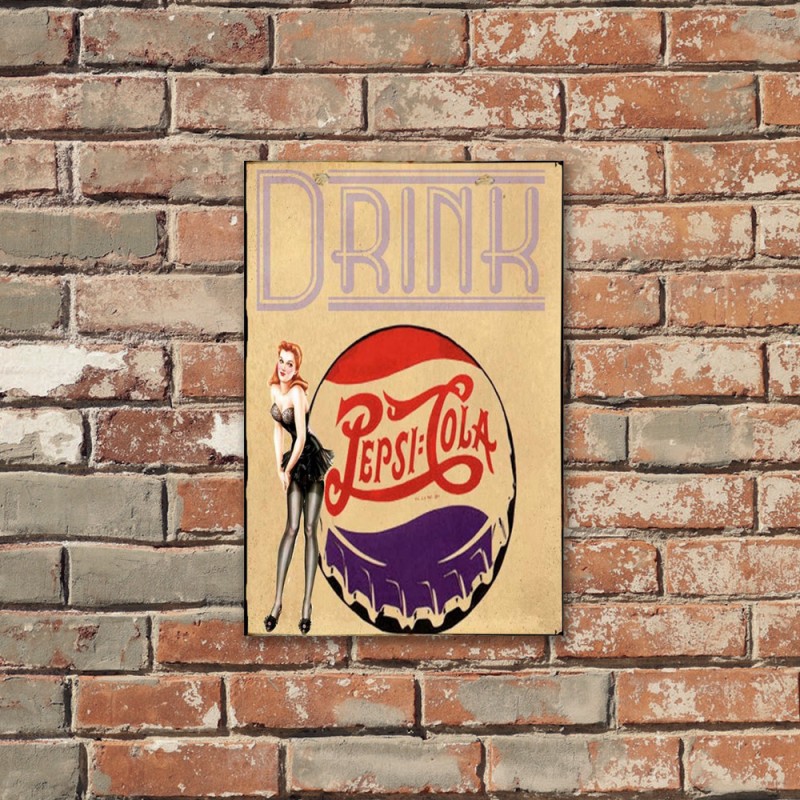 Drink Pepsi Cola vintage ξύλινος πίνακας