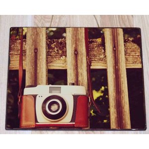 Camera -Vintage Ξύλινος  Πίνακας 20 x 25 cm