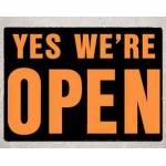 Yes we re open ξύλινος πίνακας