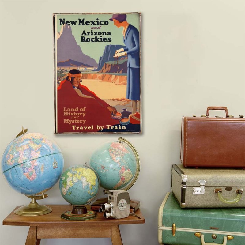 Retro ξύλινο πινακάκι με διαφήμιση για το New Mexico