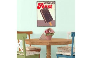 Ξύλινο πινακάκι με παλιά διαφήμιση για παγωτό σοκολάτα