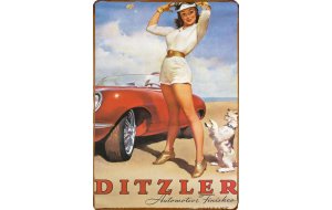 Ξύλινο πινακάκι με vintage διαφήμιση αμερικάνικου αυτοκινήτου