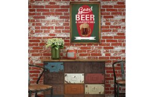 Ξύλινο πινακάκι με vintage διαφήμιση εστιατορίου