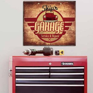 Garage σέρβις ρετρό πινακάκι με διαφήμιση