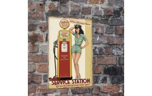 Vintage πινακάκι pin up girl service station