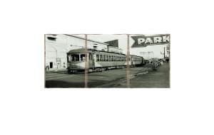 Τρίπτυχος πίνακας χειροποίητος με vintage φωτογραφία τραμ