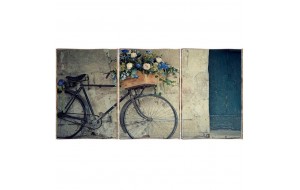 Romantic Bike Τρίπτυχος Πίνακας  Χειροποίητος 