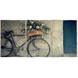 Romantic bike τρίπτυχος πίνακας χειροποίητος 