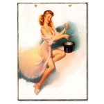 Pin up girl vintage χειροποίητο πινακάκι