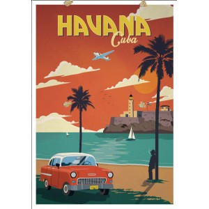 Retro ξύλινο πινακάκι με διαφήμιση για την Κούβα