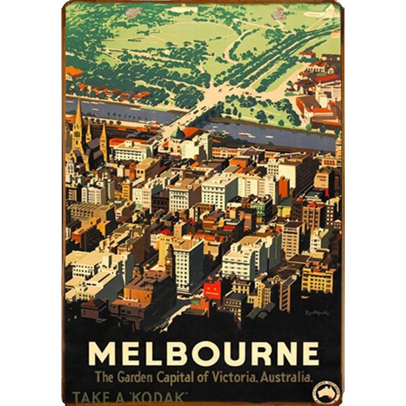 Retro ξύλινο πινακάκι με διαφήμιση της Μελβούρνης