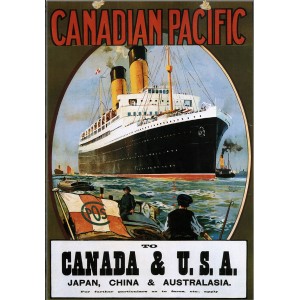 Retro ξύλινο πινακάκι με διαφήμιση του πλοίου Canadian Pacific