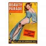 Retro ξύλινο πινακάκι με εξώφυλλο περιοδικού beauty parade shy