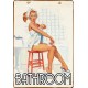 Ρετρό ξύλινο πινακάκι με pinup girl για το μπάνιο